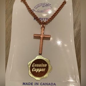 New vintage Copper cross pendette